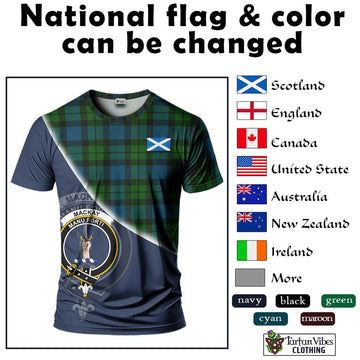 MacKay (McKay) Tartan T-Shirt with Personalised National Flag and Family Crest Half Style