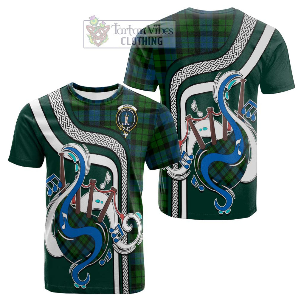 Tartan Vibes Clothing MacKay Modern Tartan Cotton T-shirt with Epic Bagpipe Style