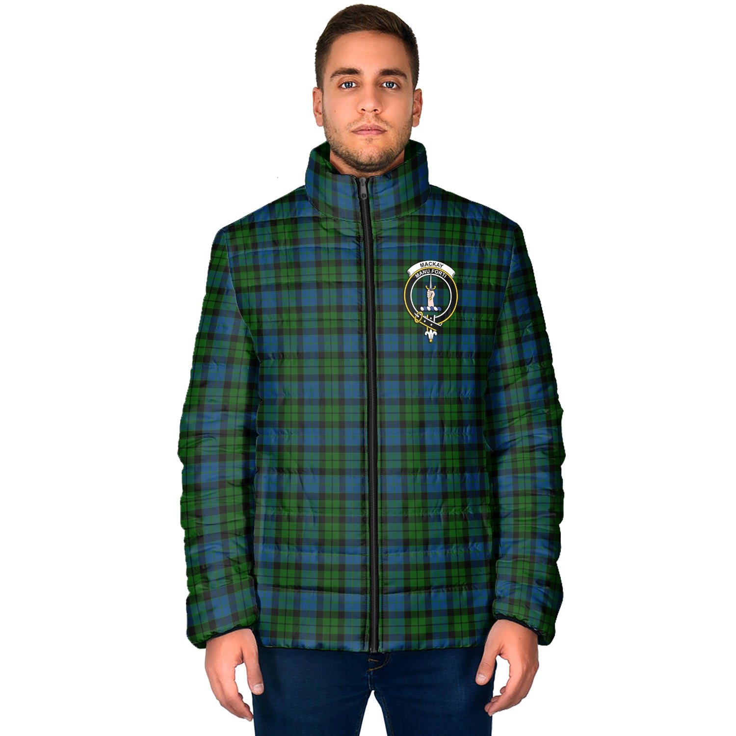 MacKay (McKay) Tartan Padded Jacket with Family Crest - Tartan Vibes Clothing