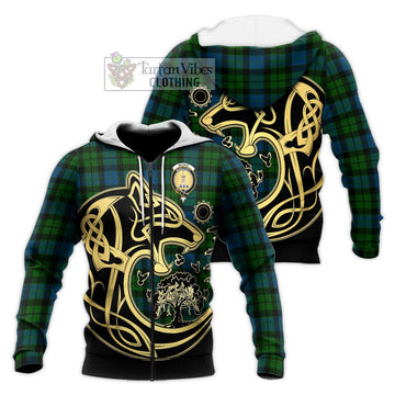 MacKay (McKay) Tartan Knitted Hoodie with Family Crest Celtic Wolf Style