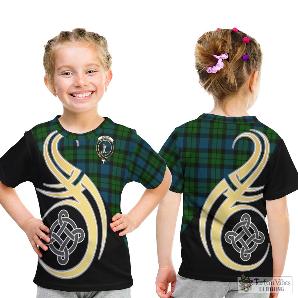 MacKay (McKay) Tartan Kid T-Shirt with Family Crest and Celtic Symbol Style - Tartan Vibes Clothing