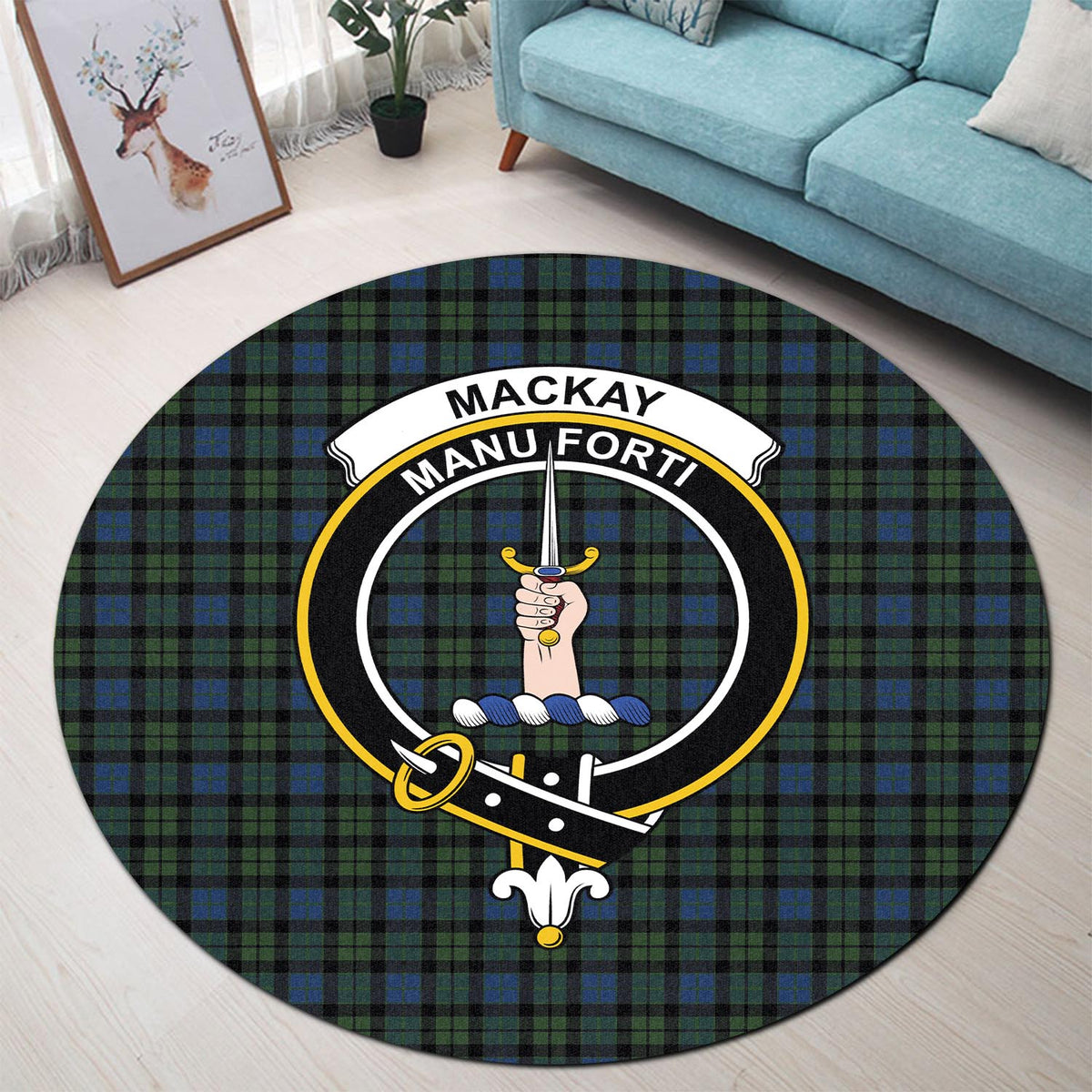 MacKay (McKay) Tartan Round Rug with Family Crest - Tartan Vibes Clothing