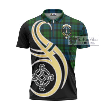 MacKay (McKay) Tartan Zipper Polo Shirt with Family Crest and Celtic Symbol Style