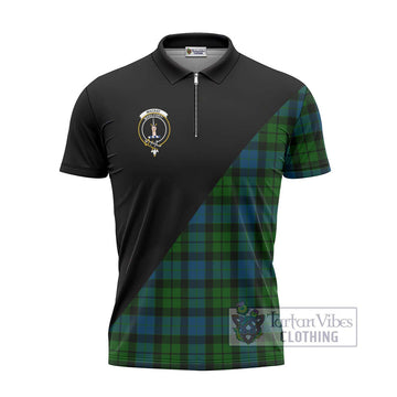 MacKay (McKay) Tartan Zipper Polo Shirt with Family Crest and Military Logo Style