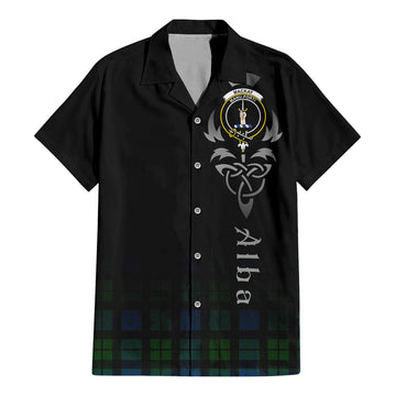 MacKay (McKay) Tartan Short Sleeve Button Up Shirt Featuring Alba Gu Brath Family Crest Celtic Inspired