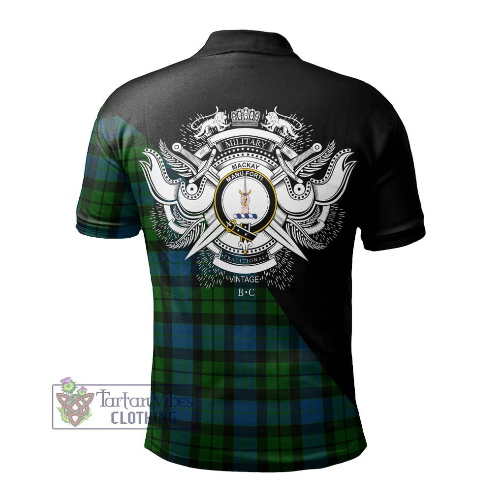 MacKay (McKay) Tartan Polo Shirt with Family Crest and Military Logo Style - Tartanvibesclothing Shop