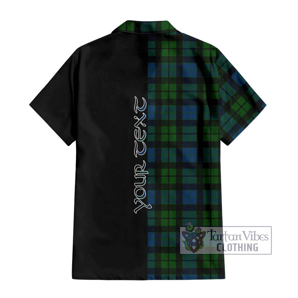 MacKay (McKay) Tartan Short Sleeve Button Shirt with Family Crest and Half Of Me Style - Tartanvibesclothing Shop