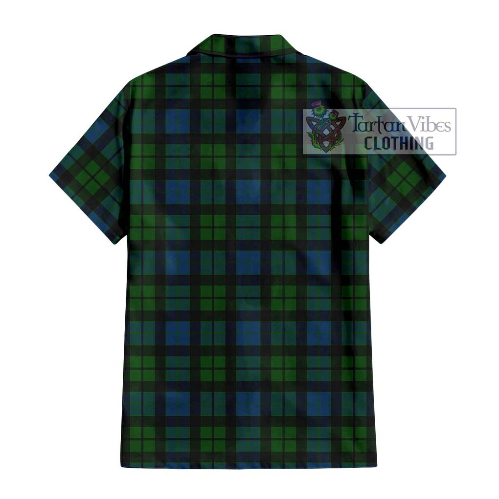 MacKay (McKay) Tartan Short Sleeve Button Shirt with Family Crest DNA In Me Style - Tartanvibesclothing Shop