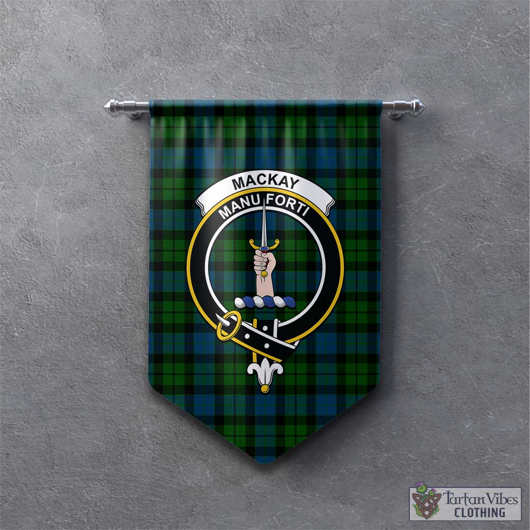 Tartan Vibes Clothing MacKay Modern Tartan Gonfalon, Tartan Banner with Family Crest