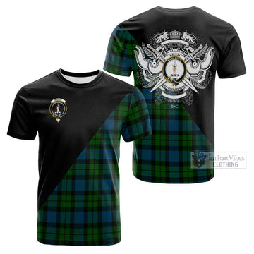 MacKay (McKay) Tartan Cotton T-shirt with Family Crest and Military Logo Style