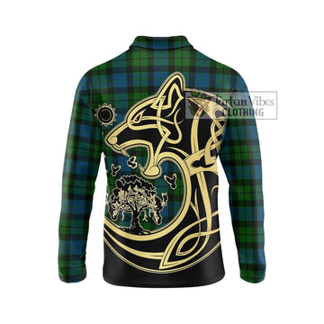 MacKay (McKay) Tartan Long Sleeve Polo Shirt with Family Crest Celtic Wolf Style