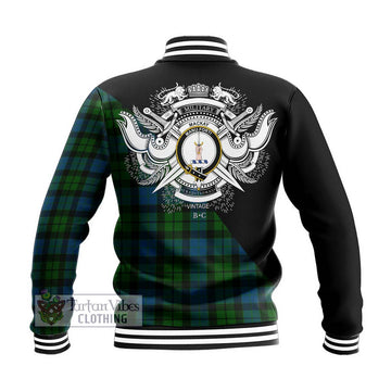 MacKay (McKay) Tartan Baseball Jacket with Family Crest and Military Logo Style