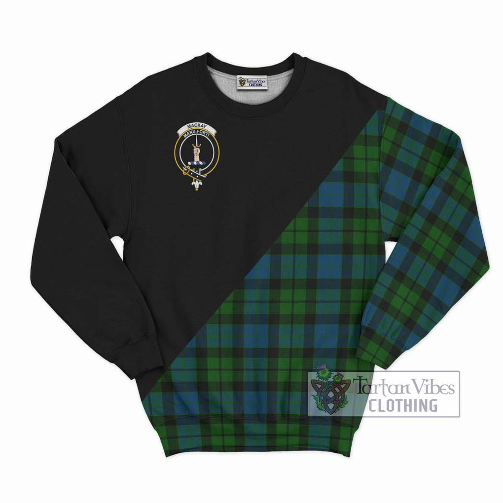 MacKay (McKay) Tartan Sweatshirt with Family Crest and Military Logo Style - Tartanvibesclothing Shop