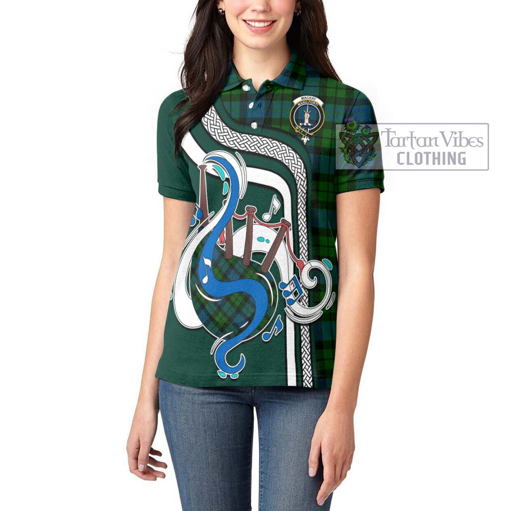 MacKay (McKay) Tartan Women's Polo Shirt with Epic Bagpipe Style - Tartanvibesclothing Shop