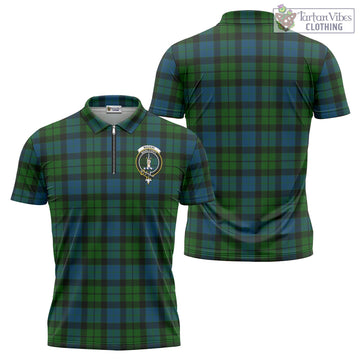 MacKay (McKay) Tartan Zipper Polo Shirt with Family Crest