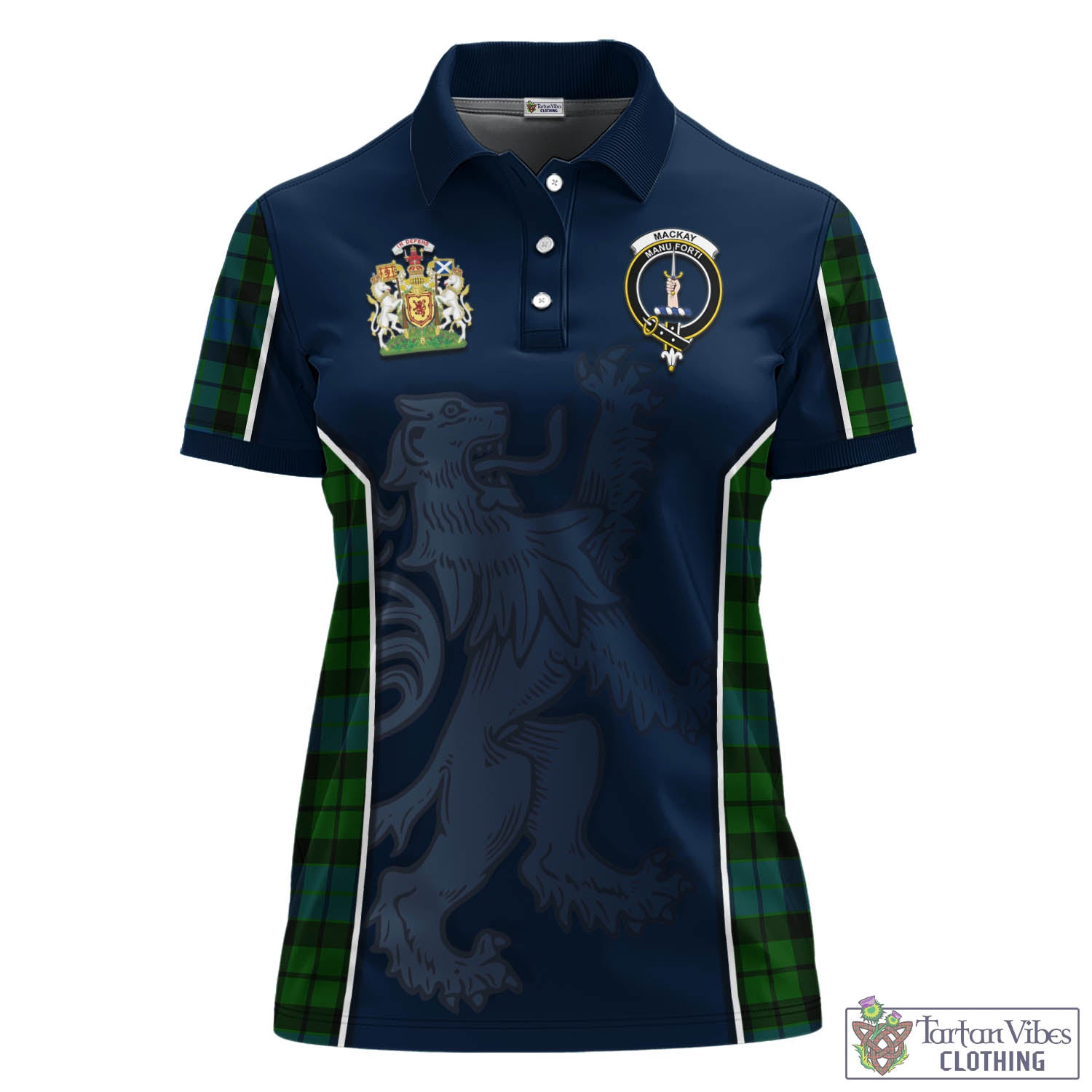 MacKay (McKay) Tartan Women's Polo Shirt with Family Crest and Lion Rampant Vibes Sport Style - Tartan Vibes Clothing