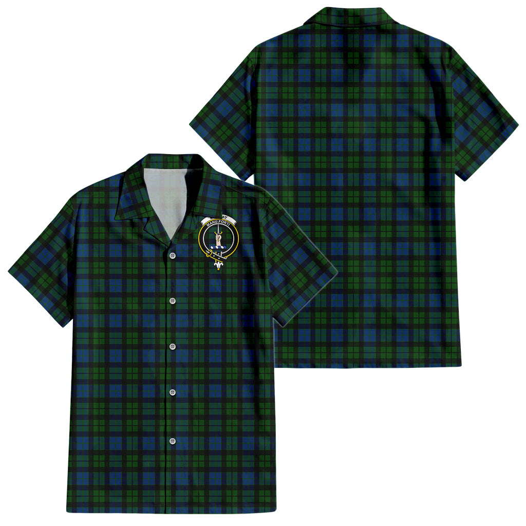 mackay-modern-tartan-short-sleeve-button-down-shirt-with-family-crest