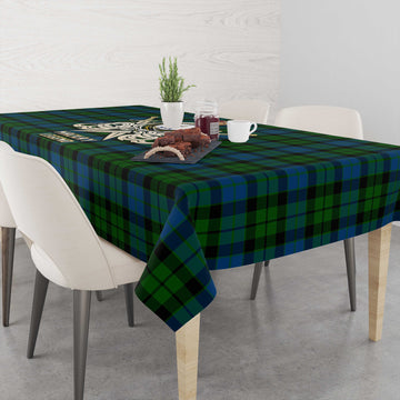 MacKay (McKay) Tartan Tablecloth with Clan Crest and the Golden Sword of Courageous Legacy