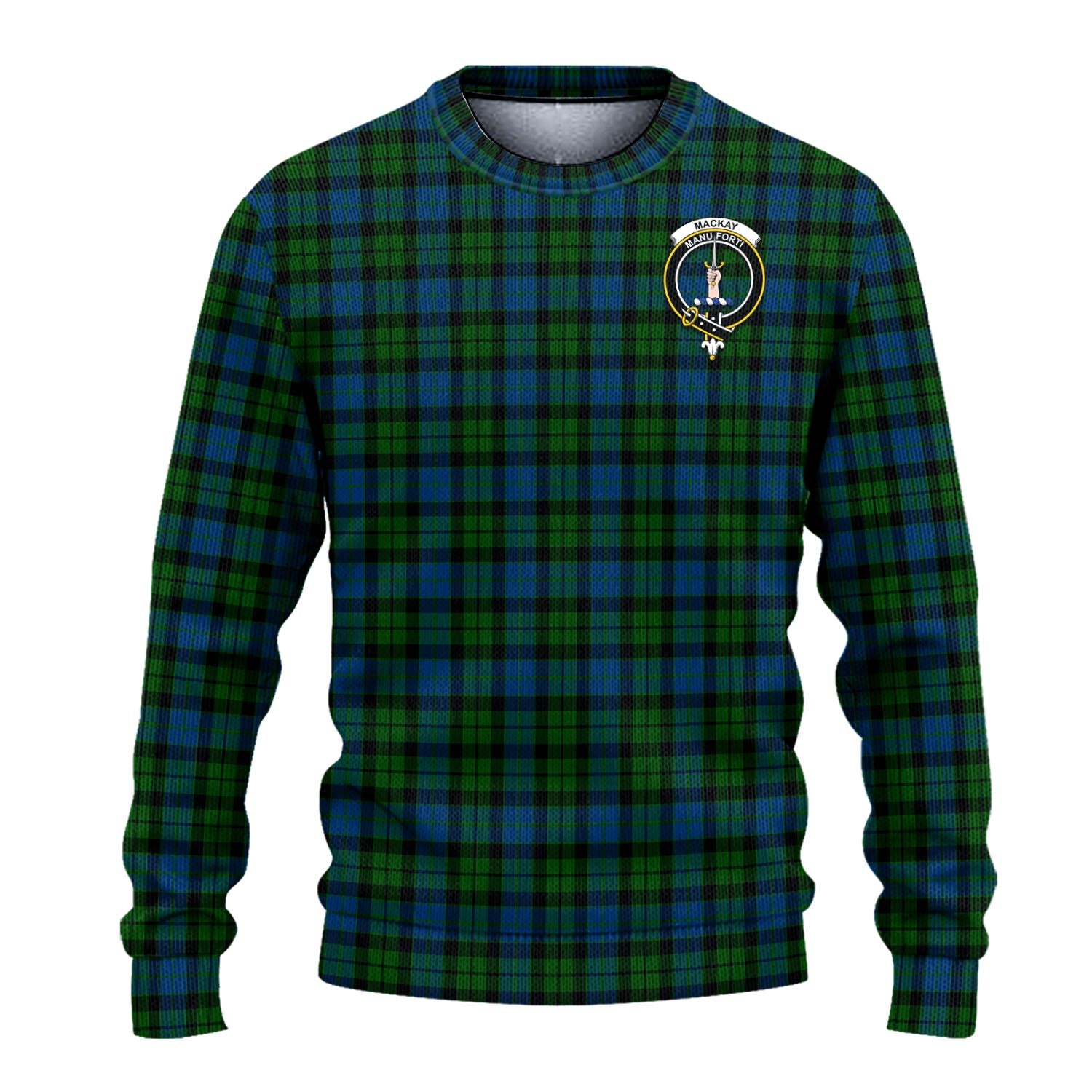 MacKay Modern Tartan Knitted Sweater with Family Crest - Tartanvibesclothing