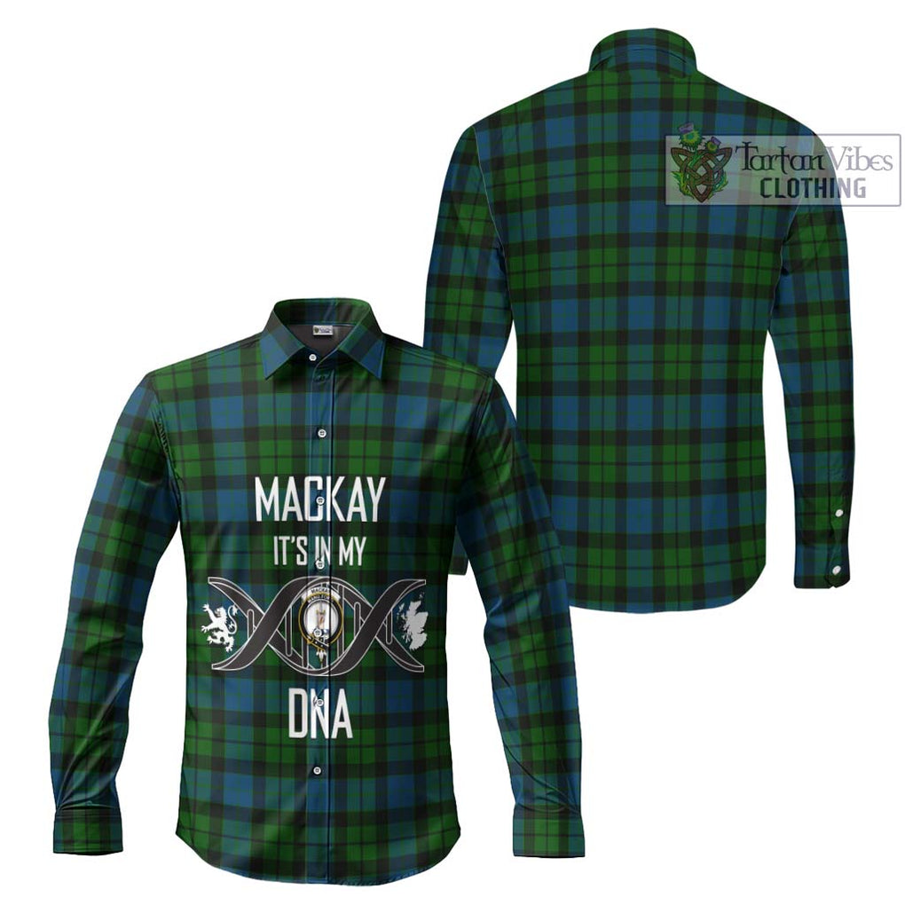 MacKay (McKay) Tartan Long Sleeve Button Shirt with Family Crest DNA In Me Style Men's Shirt - Tartanvibesclothing Shop