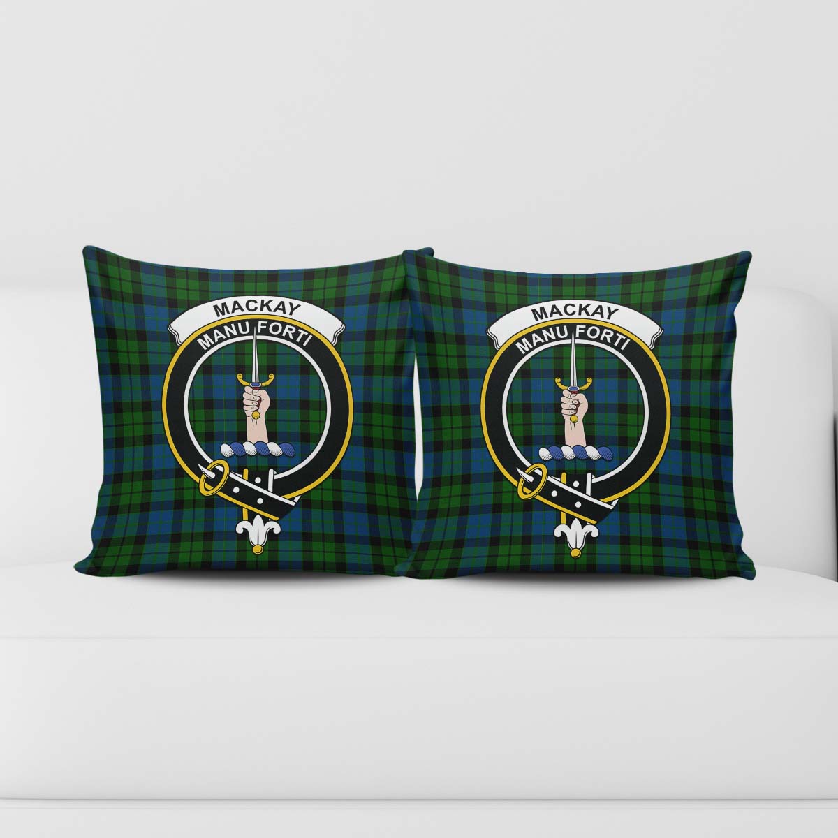 MacKay (McKay) Tartan Pillow Cover with Family Crest - Tartan Vibes Clothing