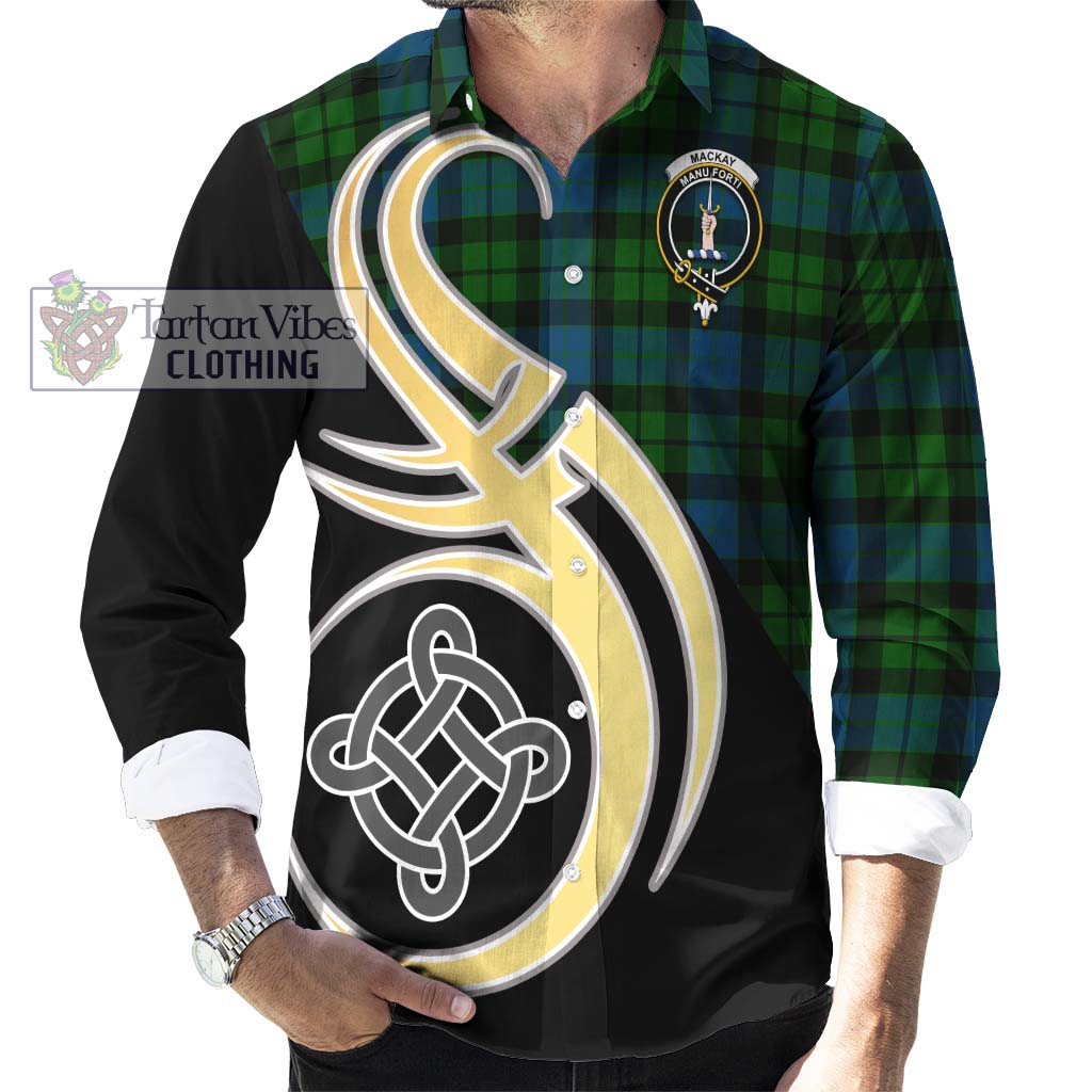 MacKay (McKay) Tartan Long Sleeve Button Shirt with Family Crest and Celtic Symbol Style - Tartan Vibes Clothing