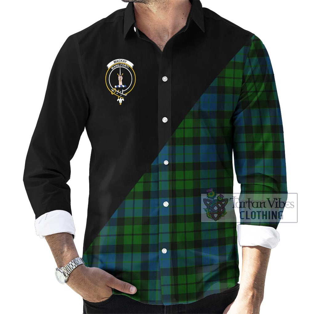 MacKay (McKay) Tartan Long Sleeve Button Shirt with Family Crest and Military Logo Style - Tartanvibesclothing Shop