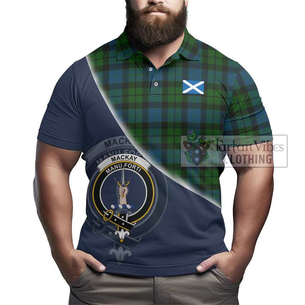 MacKay (McKay) Tartan Polo Shirt with Personalised National Flag and Family Crest Half Style - Tartanvibesclothing Shop