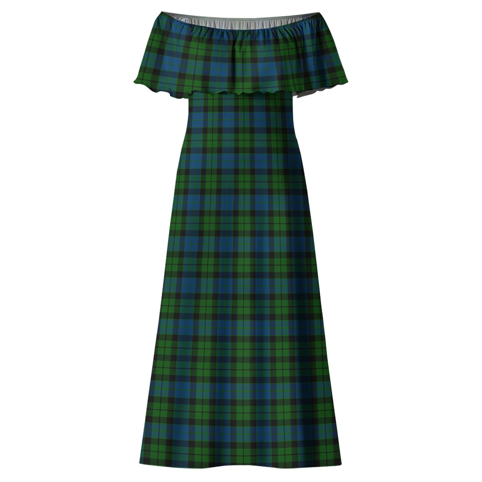 MacKay Modern Tartan Off Shoulder Long Dress - Tartanvibesclothing