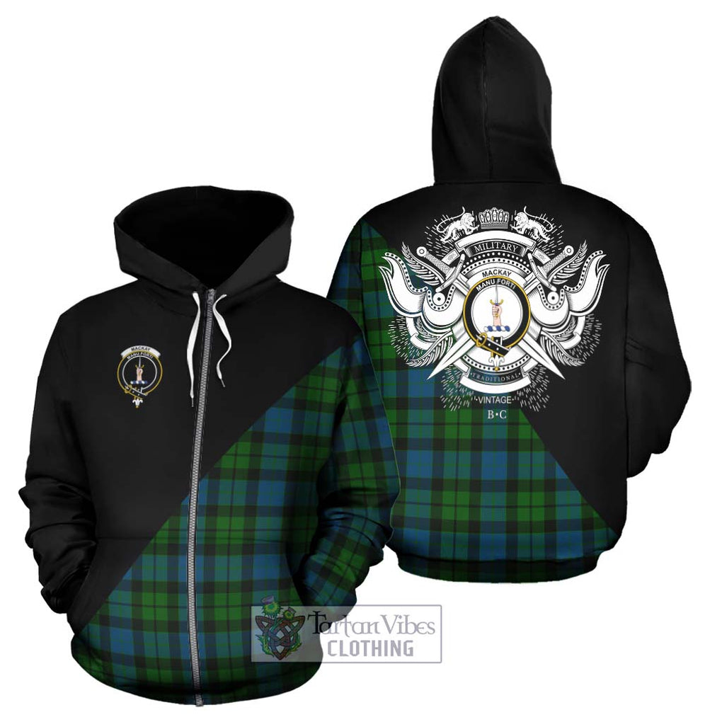 MacKay (McKay) Tartan Hoodie with Family Crest and Military Logo Style - Tartanvibesclothing Shop