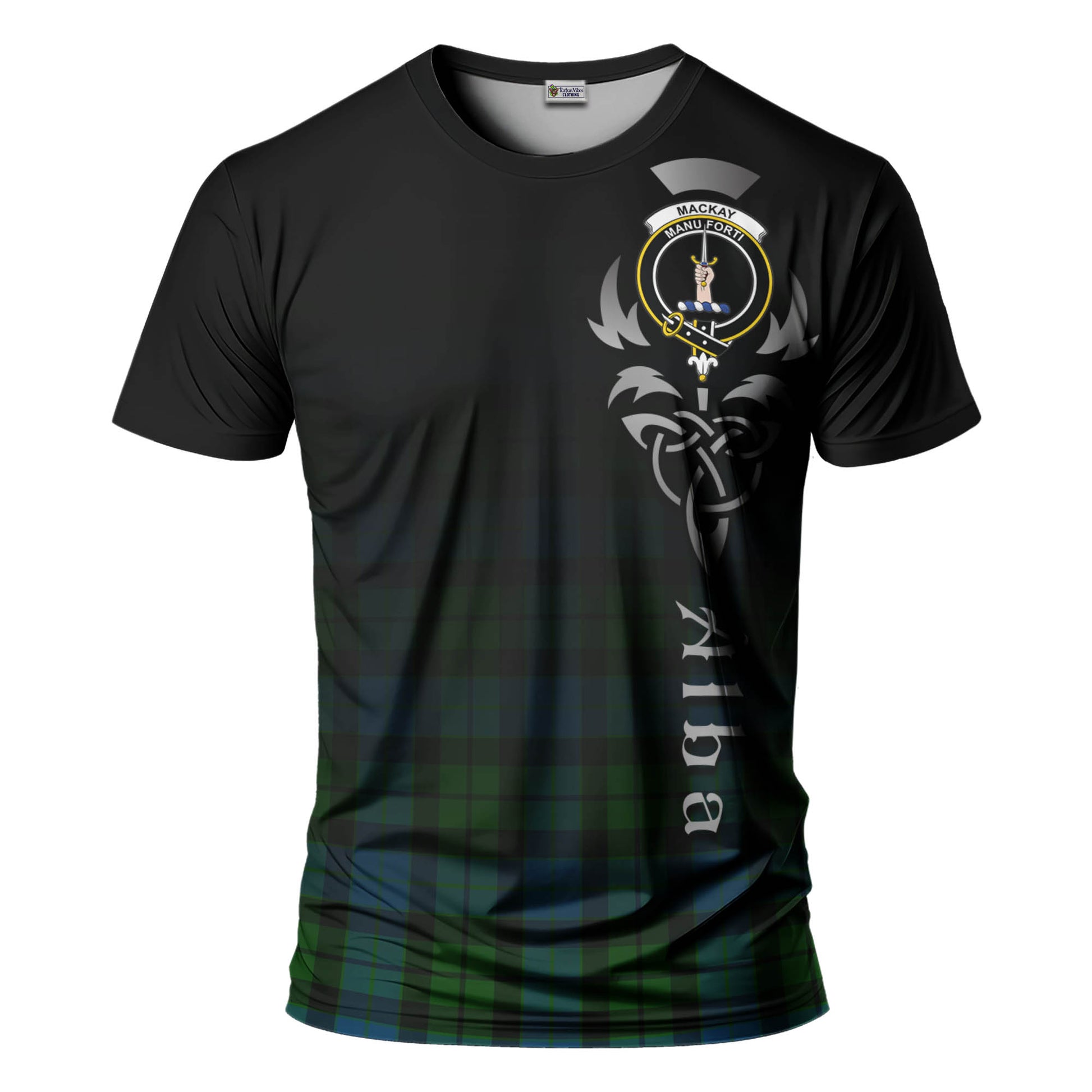 Tartan Vibes Clothing MacKay Modern Tartan T-Shirt Featuring Alba Gu Brath Family Crest Celtic Inspired