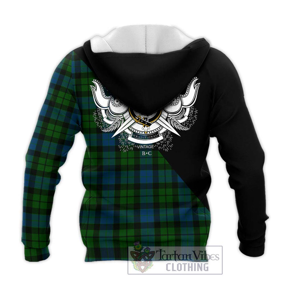 MacKay (McKay) Tartan Knitted Hoodie with Family Crest and Military Logo Style - Tartanvibesclothing Shop