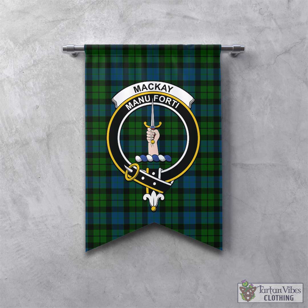 Tartan Vibes Clothing MacKay Modern Tartan Gonfalon, Tartan Banner with Family Crest