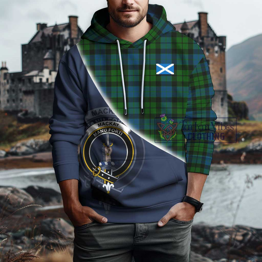 MacKay (McKay) Tartan Hoodie with Personalised National Flag and Family Crest Half Style - Tartanvibesclothing Shop