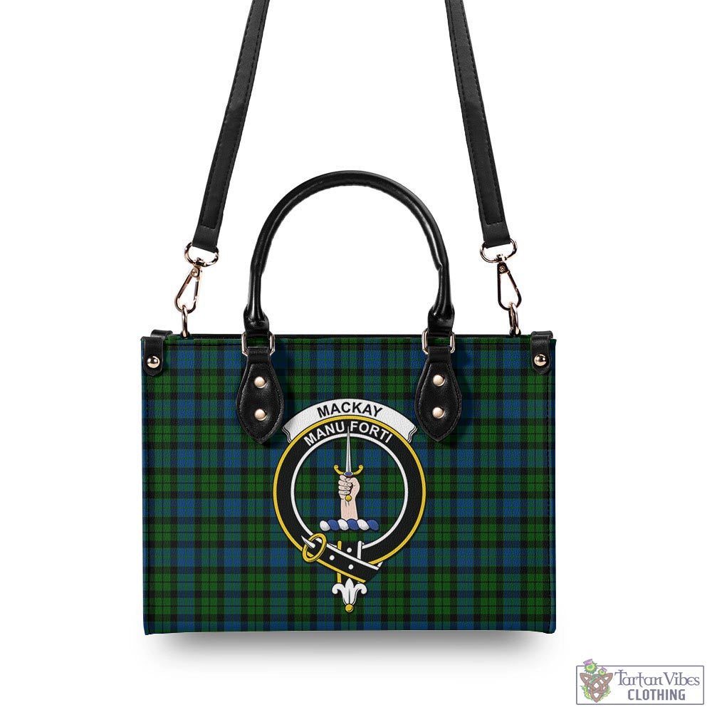 Tartan Vibes Clothing MacKay Modern Tartan Luxury Leather Handbags with Family Crest