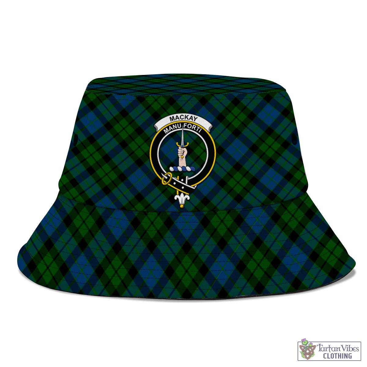 Tartan Vibes Clothing MacKay Modern Tartan Bucket Hat with Family Crest