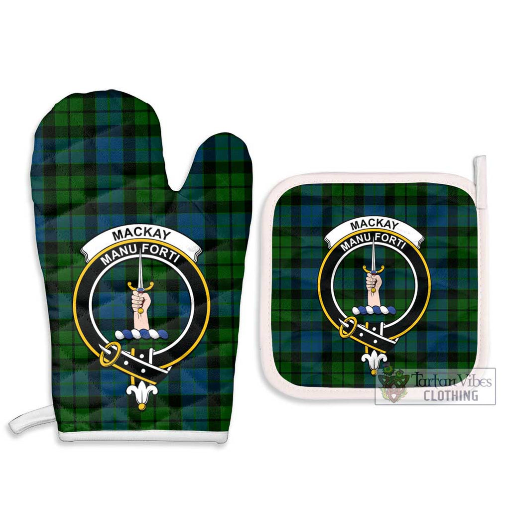 MacKay (McKay) Tartan Combo Oven Mitt & Pot-Holder with Family Crest Combo 1 Oven Mitt & 2 Pot-Holder White - Tartan Vibes Clothing