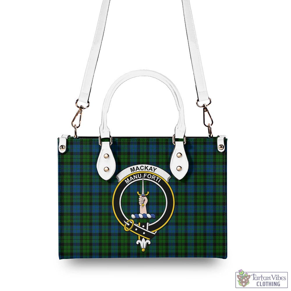 Tartan Vibes Clothing MacKay Modern Tartan Luxury Leather Handbags with Family Crest