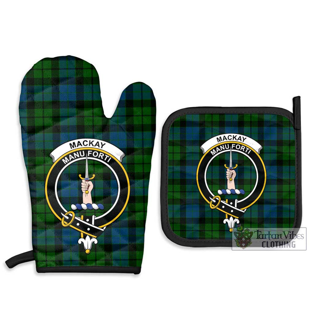 MacKay (McKay) Tartan Combo Oven Mitt & Pot-Holder with Family Crest Combo 1 Oven Mitt & 2 Pot-Holder Black - Tartan Vibes Clothing