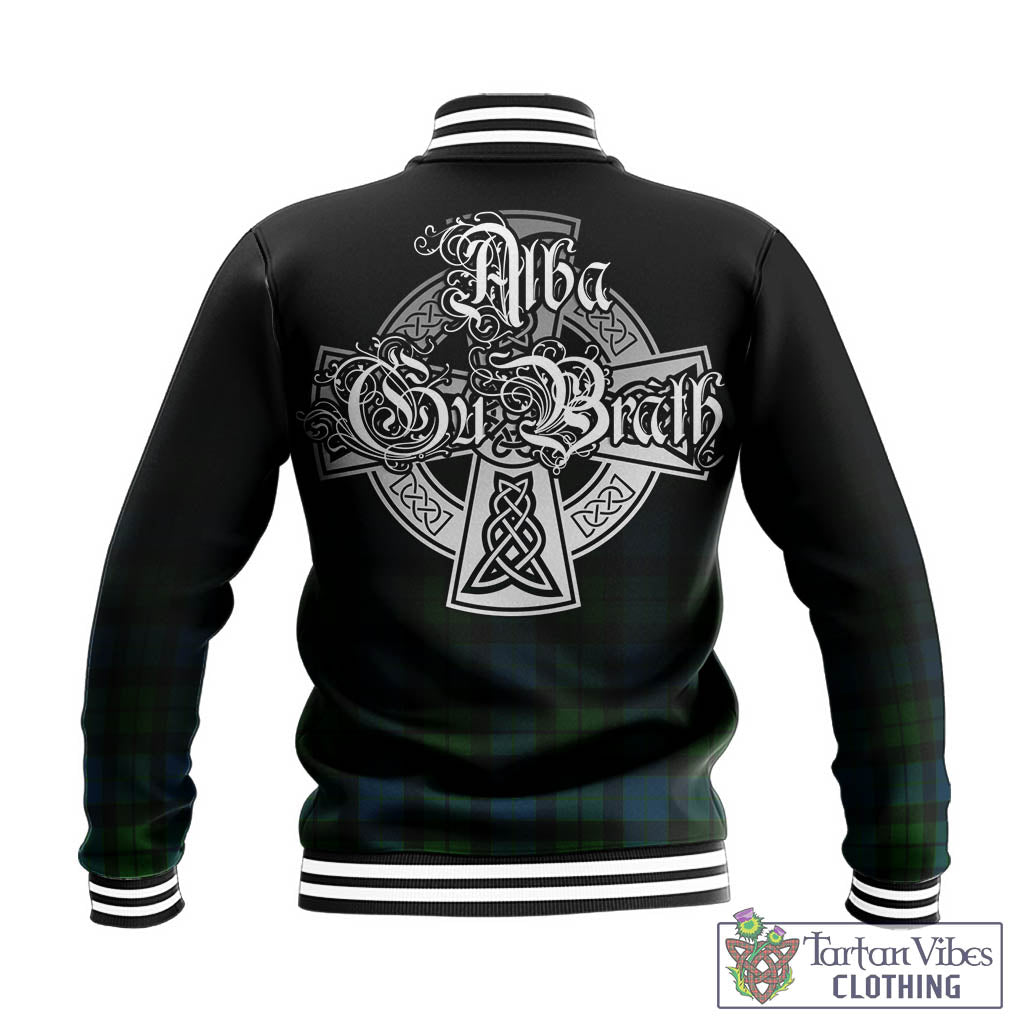 Tartan Vibes Clothing MacKay Modern Tartan Baseball Jacket Featuring Alba Gu Brath Family Crest Celtic Inspired