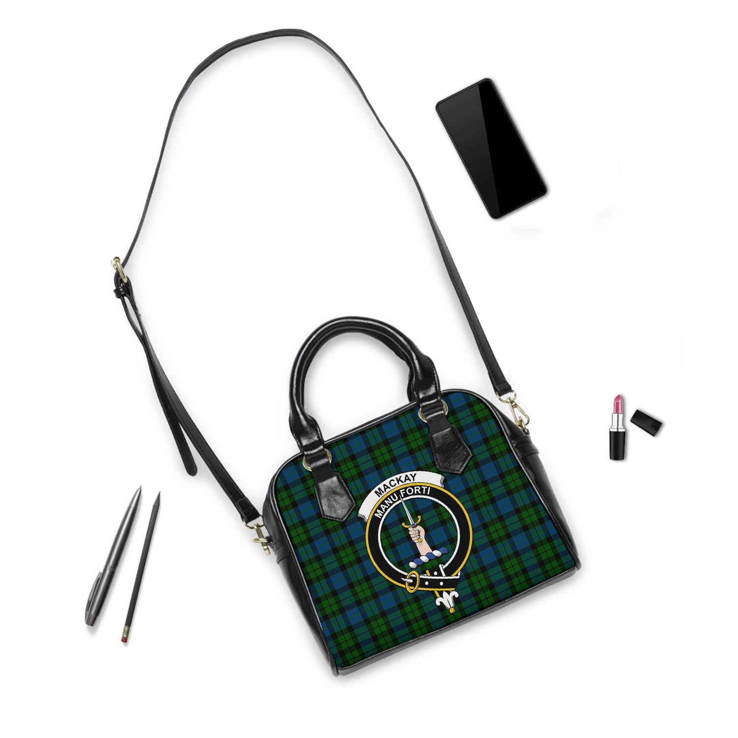 MacKay Modern Tartan Shoulder Handbags with Family Crest - Tartanvibesclothing