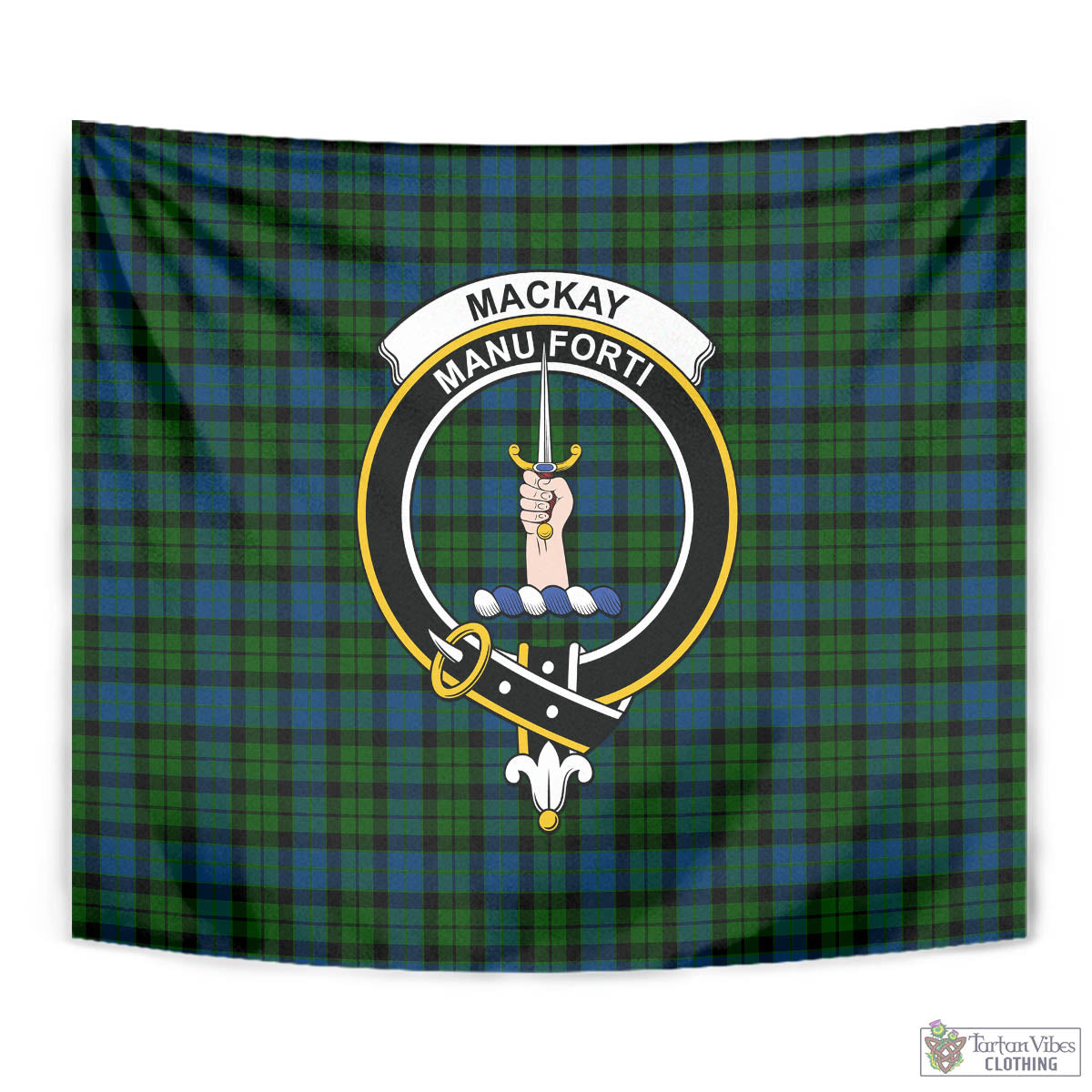 Tartan Vibes Clothing MacKay Modern Tartan Tapestry Wall Hanging and Home Decor for Room with Family Crest