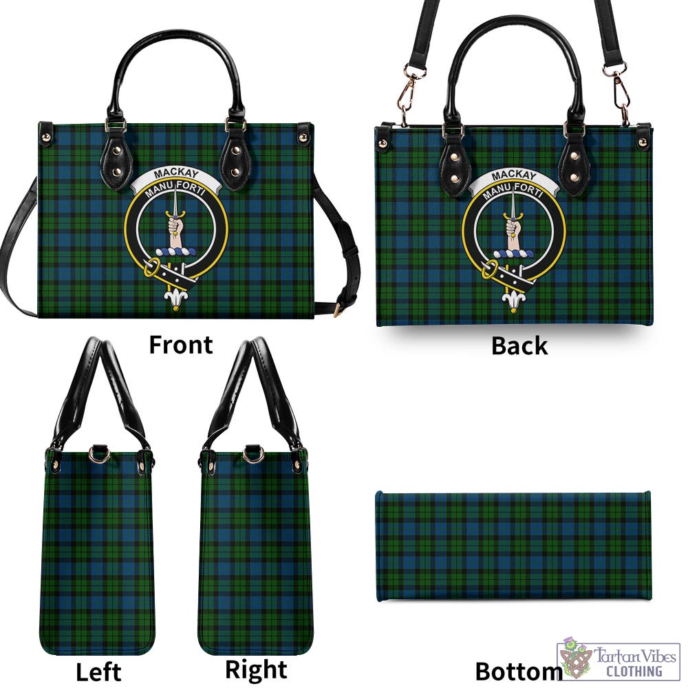 Tartan Vibes Clothing MacKay Modern Tartan Luxury Leather Handbags with Family Crest