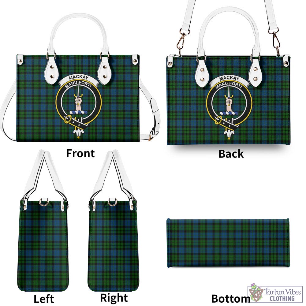 Tartan Vibes Clothing MacKay Modern Tartan Luxury Leather Handbags with Family Crest