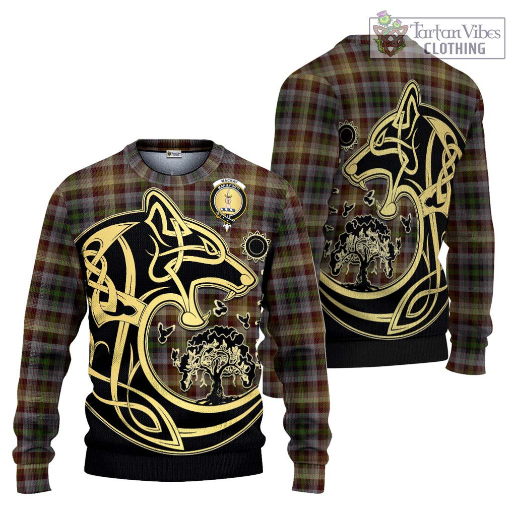 MacKay of Strathnaver Tartan Knitted Sweater with Family Crest Celtic Wolf Style Unisex - Tartan Vibes Clothing