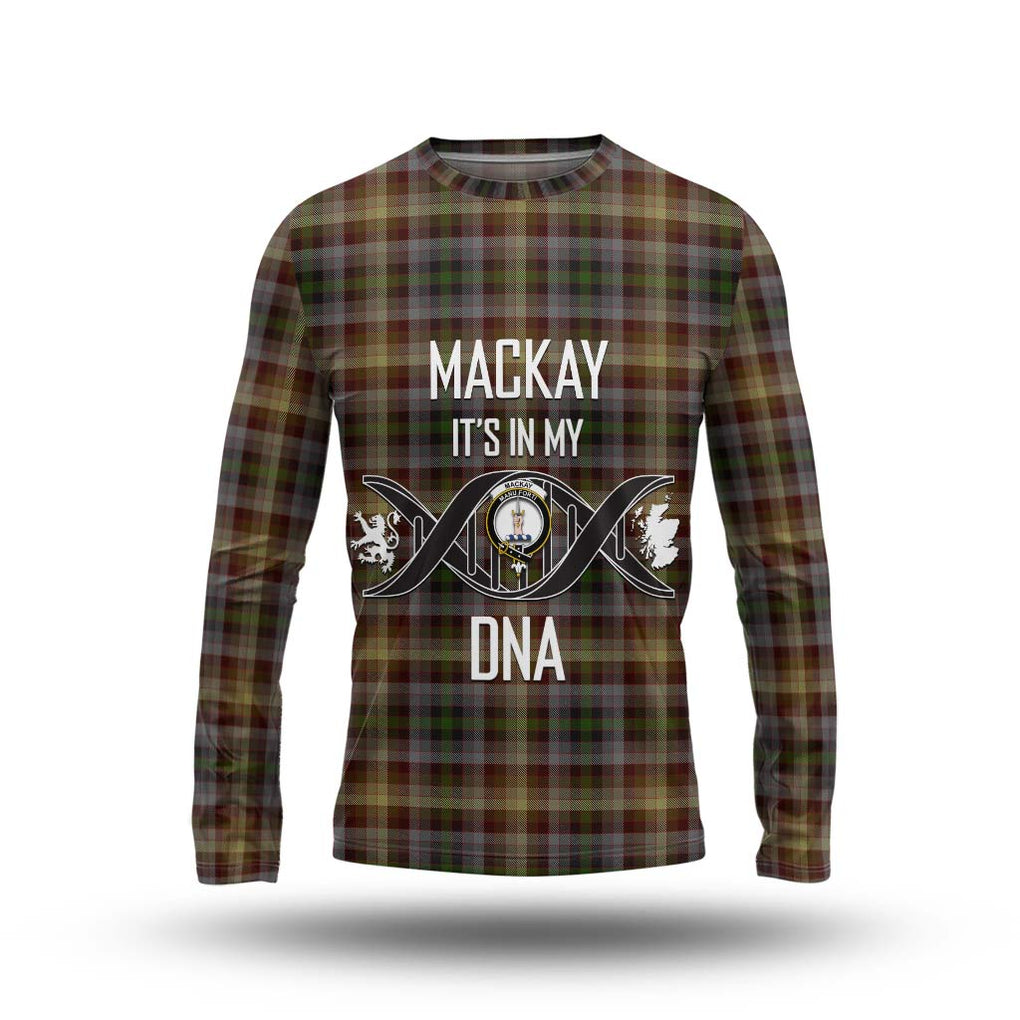 MacKay of Strathnaver Tartan Long Sleeve T-Shirt with Family Crest DNA In Me Style Unisex - Tartanvibesclothing Shop