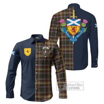 MacKay of Strathnaver Tartan Long Sleeve Button Shirt Alba with Scottish Lion Royal Arm Half Style