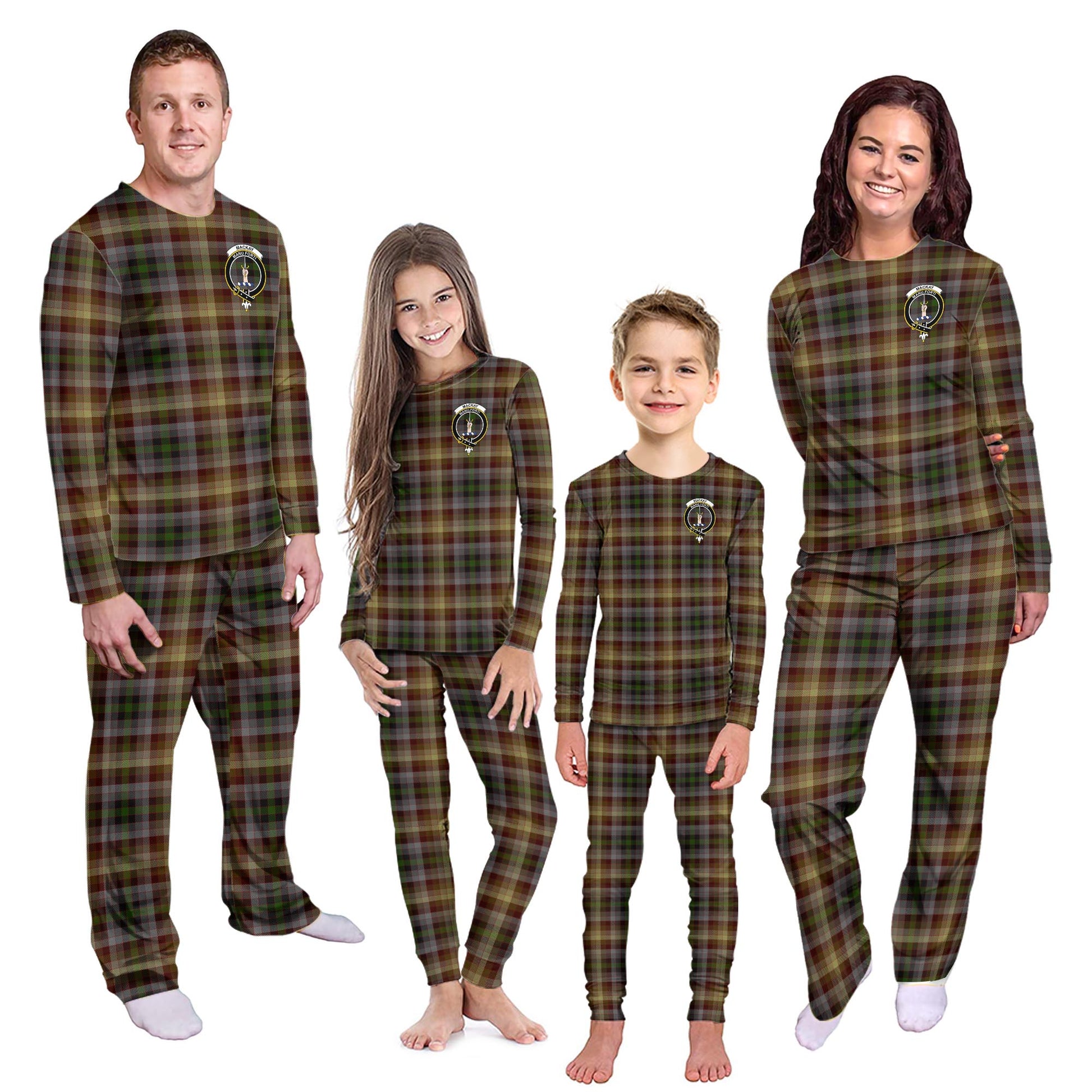 MacKay of Strathnaver Tartan Pajamas Family Set with Family Crest - Tartanvibesclothing