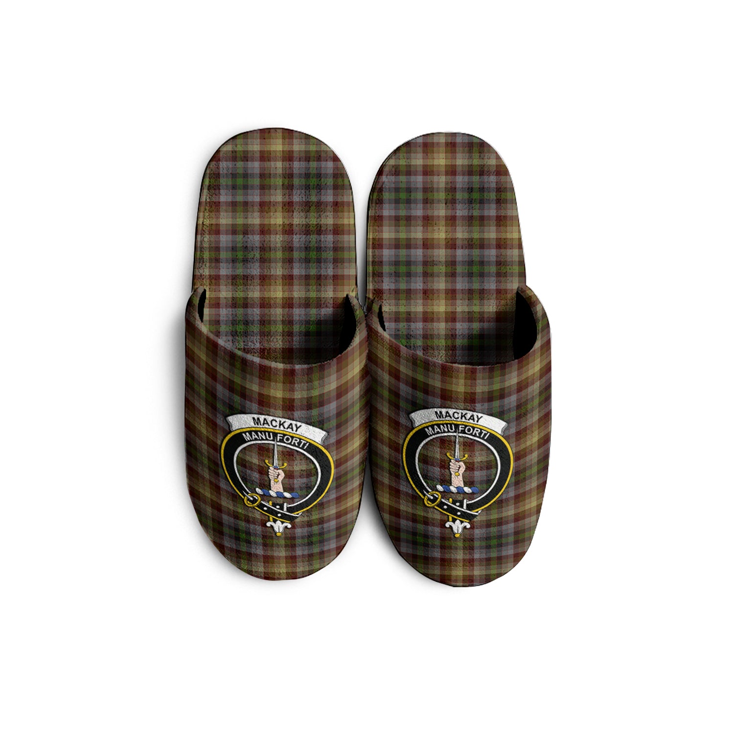 MacKay of Strathnaver Tartan Home Slippers with Family Crest - Tartanvibesclothing