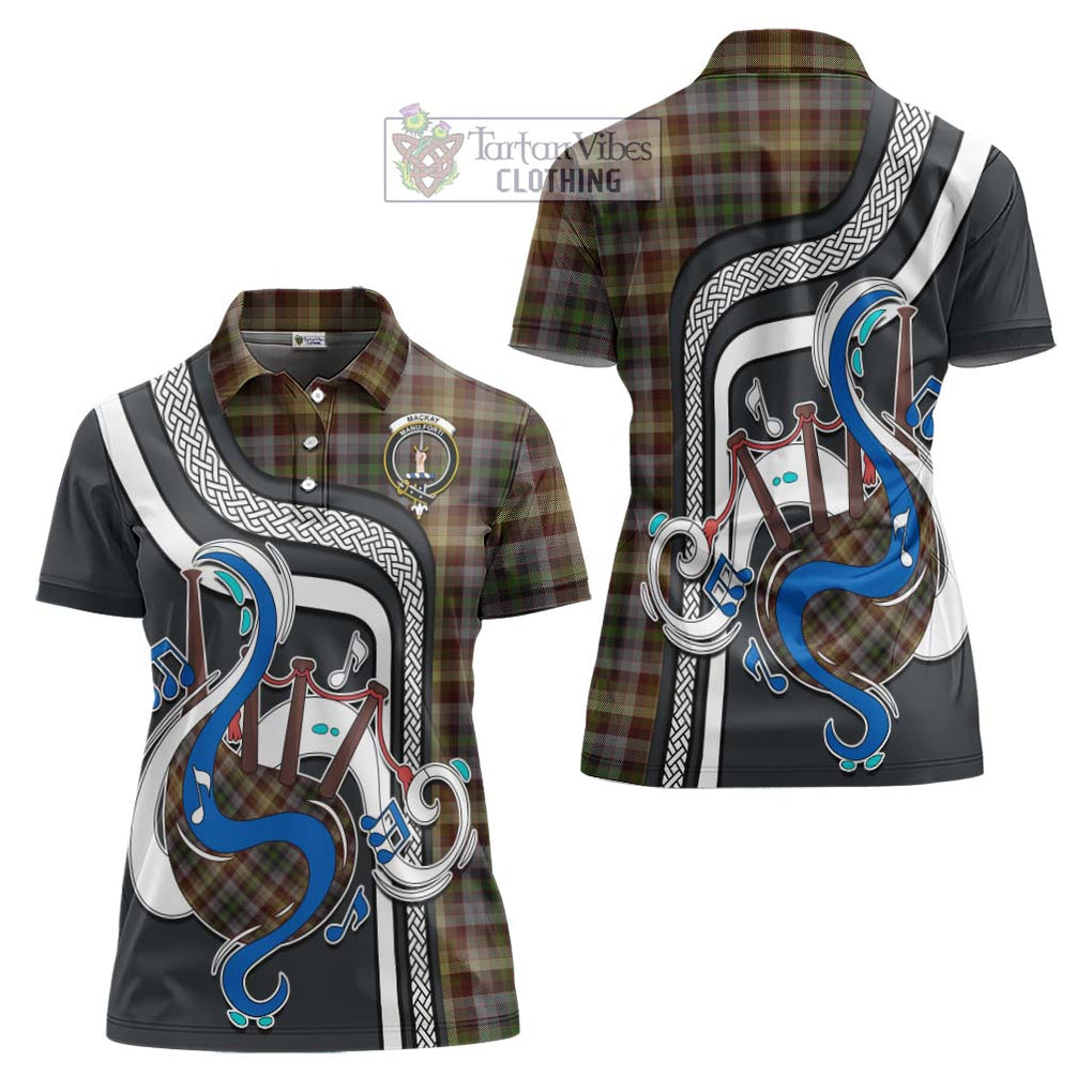 MacKay of Strathnaver Tartan Women's Polo Shirt with Epic Bagpipe Style Women - Tartanvibesclothing Shop